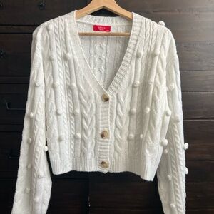 Women's White Cable Knit Sweater